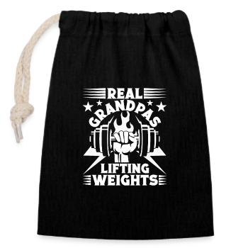 luPowerlifting Bodybuilder Real Grandpas Lifting G - Verschließbarer Geschenkbeutel aus Baumwolle (14x20cm) - Schwarz - Vorne