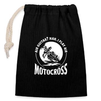 Dirtbike Rider AIr Guitar MX Motocross Supercross - Closable cotton gift bag (14x20cm) - black - Front