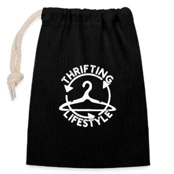 Thrift Shop Thrifting Lifestyle Love Thrifting - Closable cotton gift bag (14x20cm) - black - Front