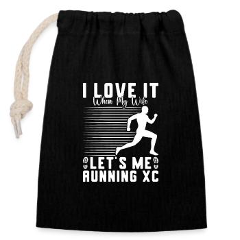 Conception de coureur de cross-country - XC Coach - Course à pied - Sac cadeau en coton avec cordon (14 x 20 cm) - noir - Devant