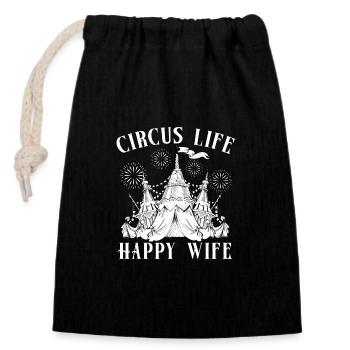 Circus Graphic Circus Life Happy Wife Circus Gift - Closable cotton gift bag (14x20cm) - black - Front
