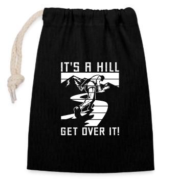 Marathon It´s A Hill Get Over It Running Gift - Verschließbarer Geschenkbeutel aus Baumwolle (14x20cm) - Schwarz - Vorne