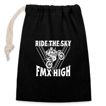 Dirtbike Rider Ride The Sky MX Motocross - Closable cotton gift bag (14x20cm) - black - Front