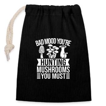 Morel Mushrooms Bad Mood You´re Hunting Mushroom - Verschließbarer Geschenkbeutel aus Baumwolle (14x20cm) - Schwarz - Vorne