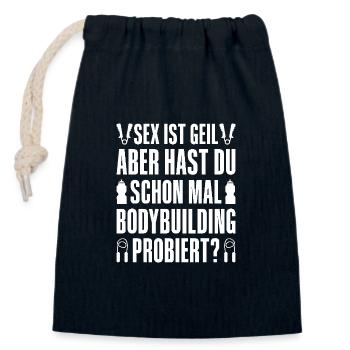 Le sexe en dynamophilie est corné ont déjà des bodybuilders - Sac cadeau en coton avec cordon (14 x 20 cm) - bleu marine - Devant
