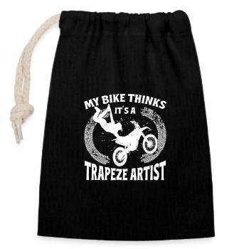 Dirtbike Rider My Bike An Artist MX Motocross - Closable cotton gift bag (14x20cm) - black - Front