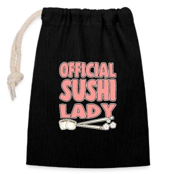 Japanese Food Lover Official Sushi Lady Sushi - Verschließbarer Geschenkbeutel aus Baumwolle (14x20cm) - Schwarz - Vorne