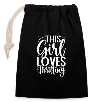 Thrift Shop This Girl Loves Thrifting Love - Closable cotton gift bag (14x20cm) - black - Front