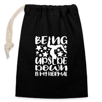 Being Upside Down Is My Normal Funny Gymnast Gift - Closable cotton gift bag (14x20cm) - black - Front