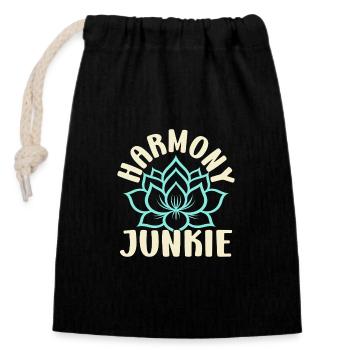 Yoga Harmony Junkie Drôle de Yoga - Sac cadeau en coton avec cordon (14 x 20 cm) - noir - Devant