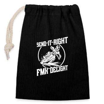 Pilote de moto tout-terrain FMX Delight MX Motocross Supercross - Sac cadeau en coton avec cordon (14 x 20 cm) - noir - Devant