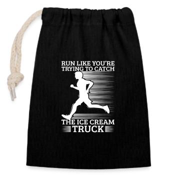 Un marathonien essaie d’attraper un camion de crème glacée - Sac cadeau en coton avec cordon (14 x 20 cm) - noir - Devant