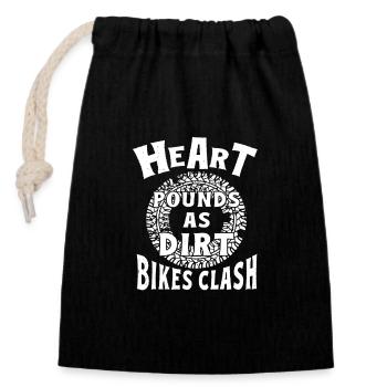 Dirt Bike Rider HEart Pounds MX Motocross - Closable cotton gift bag (14x20cm) - black - Front