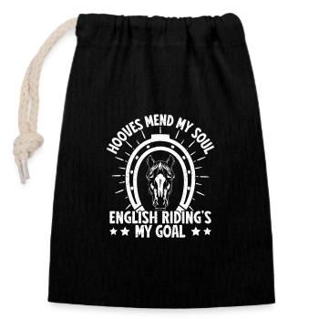 Horseback Riding 's My Goal Horse Rider - Closable cotton gift bag (14x20cm) - black - Front