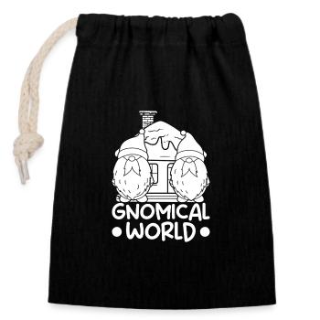 Gnome Costume Hommes Gnomical World Gnome - Sac cadeau en coton avec cordon (14 x 20 cm) - noir - Devant