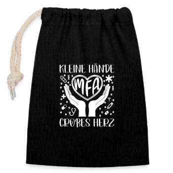 Medical Assistant Big Heart MFA - Closable cotton gift bag (14x20cm) - black - Front