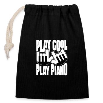 Piano Musicien jouer Cool Play Piano Piano - Sac cadeau en coton avec cordon (14 x 20 cm) - noir - Devant