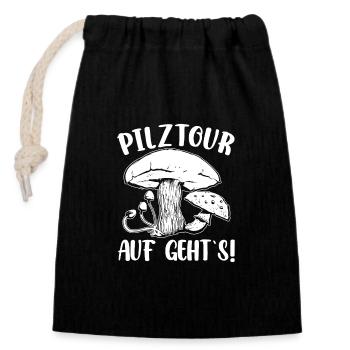 Morel mushroom mushroom tour Let's go mushroom hunter - Closable cotton gift bag (14x20cm) - black - Front