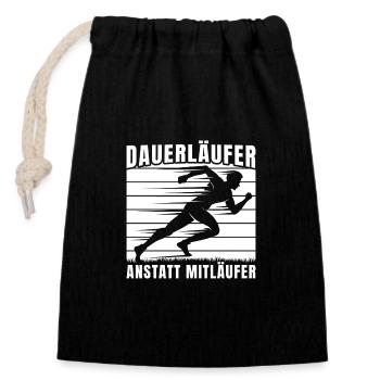 Marathon Endurance runners instead of fellow runners Running - Closable cotton gift bag (14x20cm) - black - Front