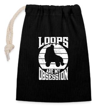 Roller Skating Loops Are My Obsession Gifts - Closable cotton gift bag (14x20cm) - black - Front