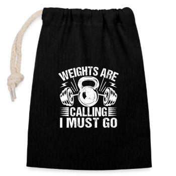 Haltérophilie Bodybuilder Poids Calling Must Go - Sac cadeau en coton avec cordon (14 x 20 cm) - noir - Devant