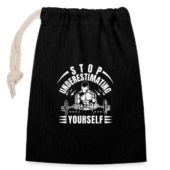 Powerlifting Bodybuilder Stop Yourself Gym - Closable cotton gift bag (14x20cm) - black - Front