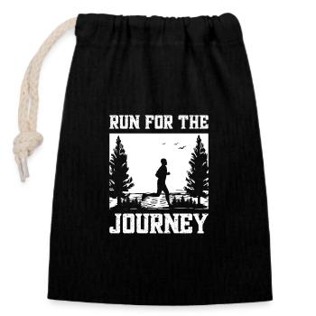 Marathon Enjoy The Journey Running Gift - Closable cotton gift bag (14x20cm) - black - Front