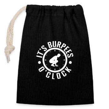 Gym Junkies It ́s Burpees O ́Clock Calisthenics - Closable cotton gift bag (14x20cm) - black - Front