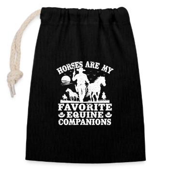 Horseback Riding My Favorite Equine Companions - Closable cotton gift bag (14x20cm) - black - Front