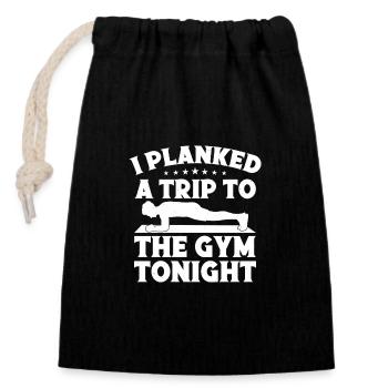 Gym Junkies I Planked A Trip To Calisthenics - Closable cotton gift bag (14x20cm) - black - Front