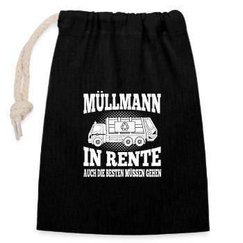 Retired garbage collector Garbage truck Garbage man pensioner - Closable cotton gift bag (14x20cm) - black - Front