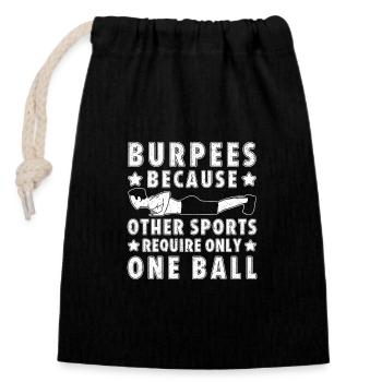 Gym Junkies Burpees Sports One Ball Calisthenics - Closable cotton gift bag (14x20cm) - black - Front