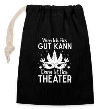 Théâtre musical Quand je peux faire un bon théâtre - Sac cadeau en coton avec cordon (14 x 20 cm) - noir - Devant