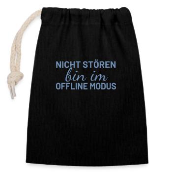 Nicht Stören bin im Offline Modus - Verschließbarer Geschenkbeutel aus Baumwolle (14x20cm) - Schwarz - Vorne