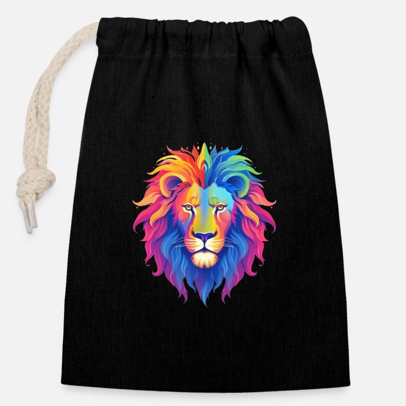 Bride Lion - Closable cotton gift bag (14x20cm) - black
