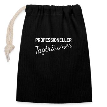 Professioneller Tagträumer - Verschließbarer Geschenkbeutel aus Baumwolle (14x20cm) - Schwarz - Vorne