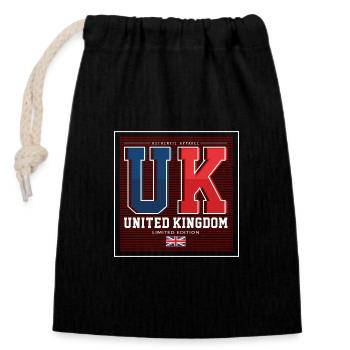 UK - Closable cotton gift bag (14x20cm) - black - Front