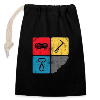 Mountaineering, Climbing, Mountaineer, Summit, High Tour - Closable cotton gift bag (14x20cm) - black - Front
