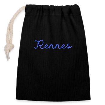 Rennes - Sac cadeau en coton avec cordon (14 x 20 cm) - noir - Devant