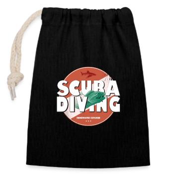 Scuba Diving Patch Logo with Moray Eel - Closable cotton gift bag (14x20cm) - black - Front
