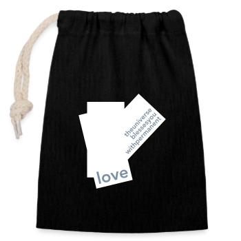 THEUNIVERSEISBLESSINGYOUWITHPERMANENTLOVE - Verschließbarer Geschenkbeutel aus Baumwolle (14x20cm) - Schwarz - Vorne