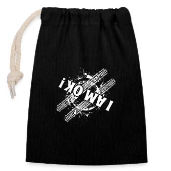 Dirtbike Rider I Am Ok MX Motocross Supercross - Closable cotton gift bag (14x20cm) - black - Front