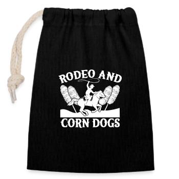 Rodeo Horse Riding Rodeo & Corn Dogs Cowboy - Closable cotton gift bag (14x20cm) - black - Front