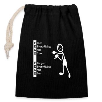Figurine Bâton Boxeur Combatif Force Positive - Sac cadeau en coton avec cordon (14 x 20 cm) - noir - Devant