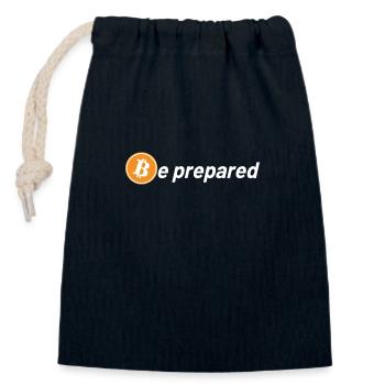 Logo Bitcoin Préparez-vous - Sac cadeau en coton avec cordon (14 x 20 cm) - bleu marine - Devant