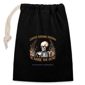Starkes Kaffee-T-Shirt-Design - Verschließbarer Geschenkbeutel aus Baumwolle (14x20cm) - Schwarz - Vorne