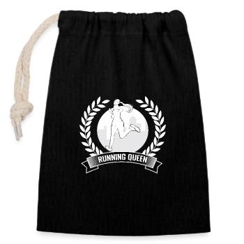 Marathon Runner Running Queen Running Gift - Closable cotton gift bag (14x20cm) - black - Front