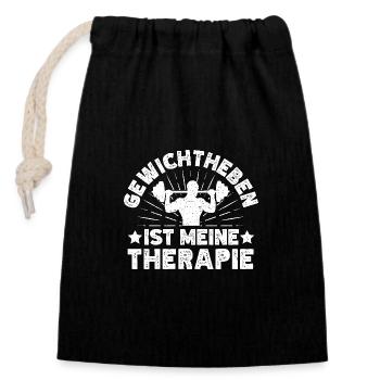 Dynamophilie Bodybuilder Thérapie d’haltérophilie - Sac cadeau en coton avec cordon (14 x 20 cm) - noir - Devant