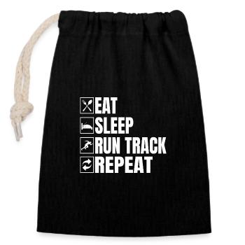 Track Athletics Eat Sleep Run Track And Field - Closable cotton gift bag (14x20cm) - black - Front