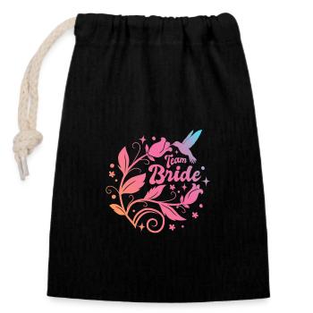JGA Bachelorette Party - Team Bride - Wreath - Sac cadeau en coton avec cordon (14 x 20 cm) - noir - Devant
